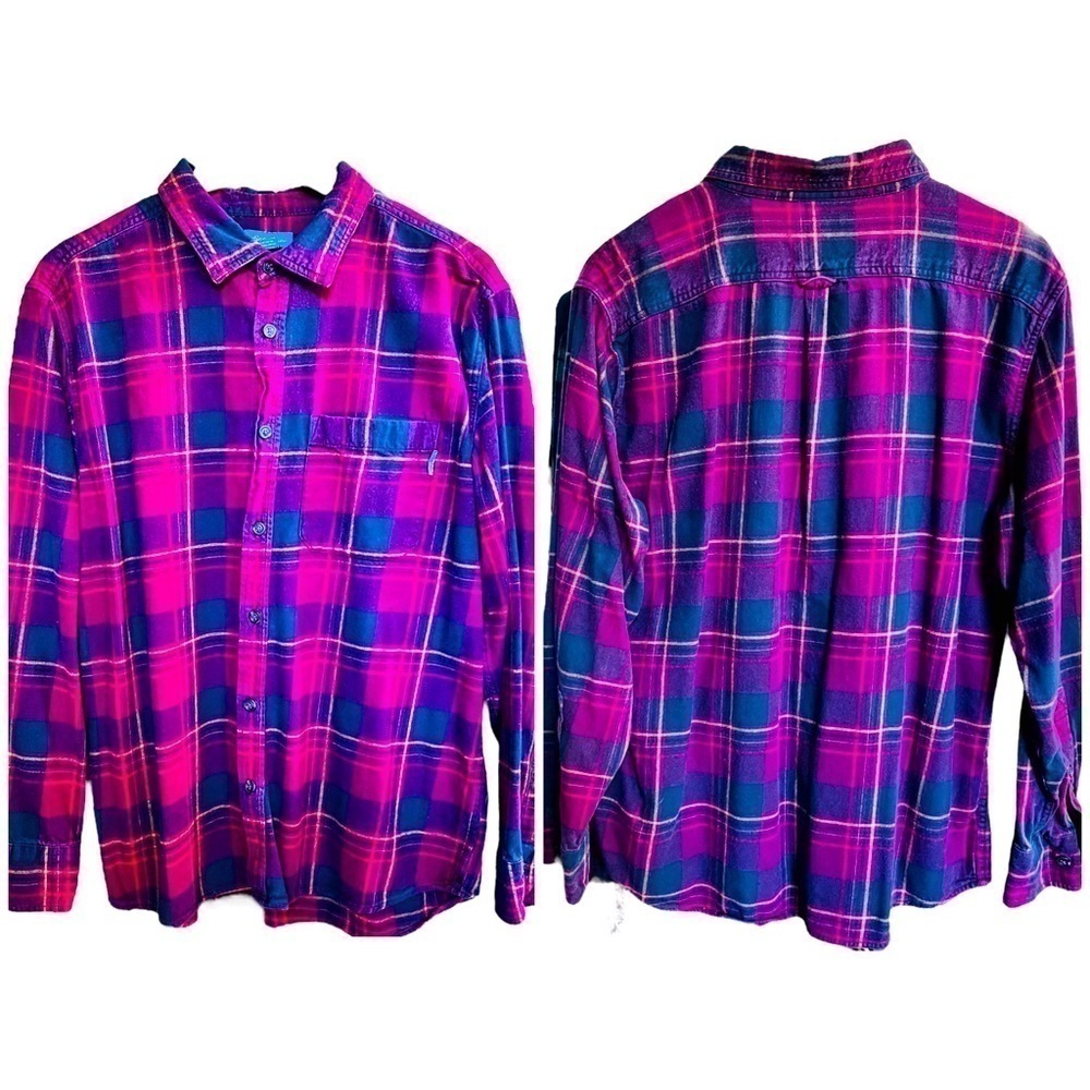 Eddie Bauer Men’s Black Red Plaid Button Down Flannel Shirt Shacket Vintage XL